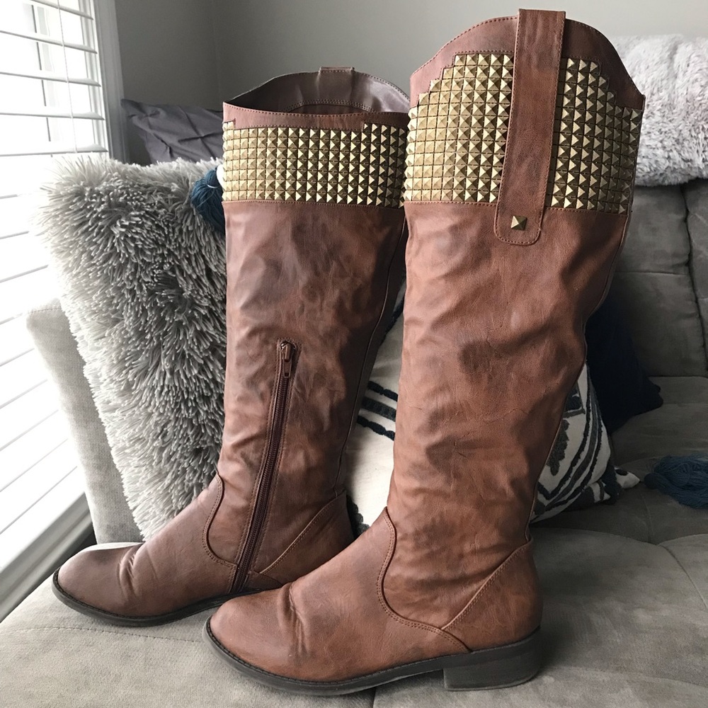 Candie’s Brown Studded Tall Boots
